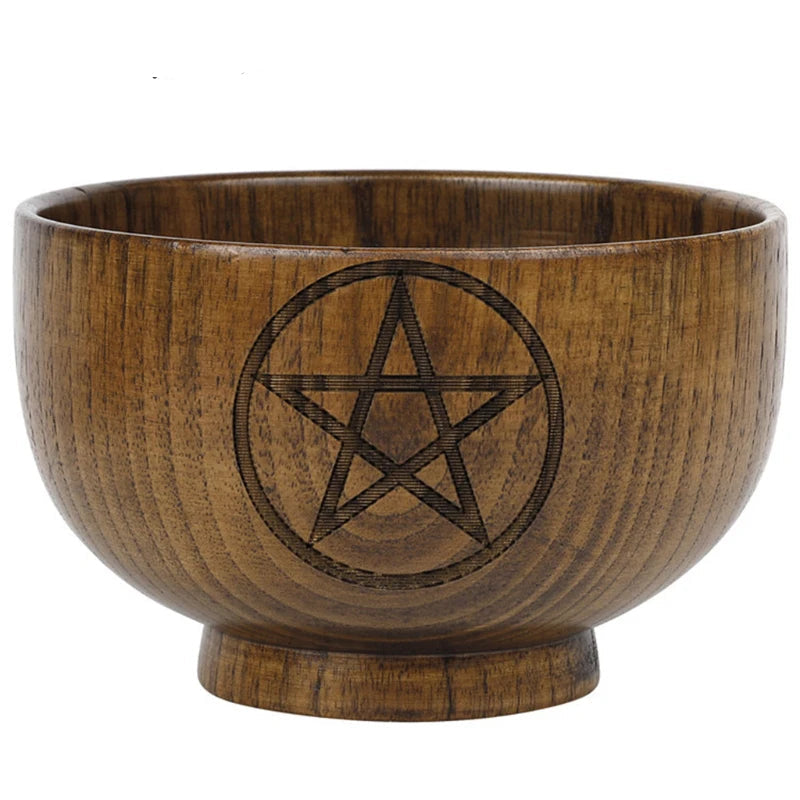 Rustic wooden ritual altar bowl, a handmade wood bowl for sacred decor, offerings, and ceremonial use.
