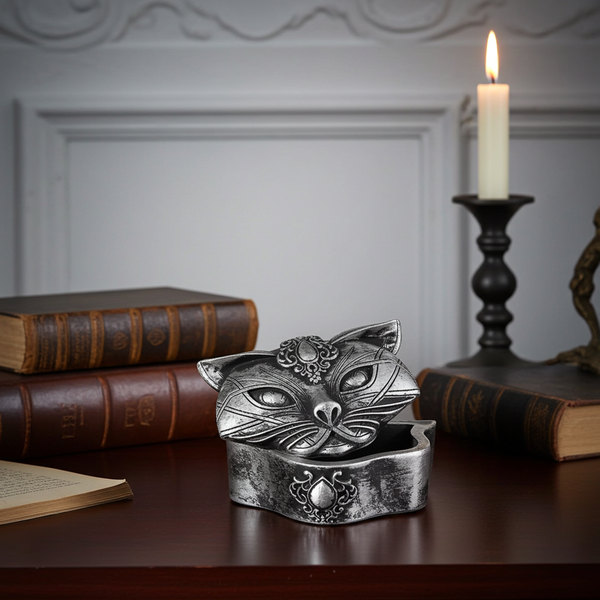 Sacred Cat trinket box decorative storage box for holding jewelry, keepsakes, and small treasures.