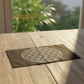 Sacred geometry mat with Flower of Life design for dowsing, divination practice, and pendulum readings.