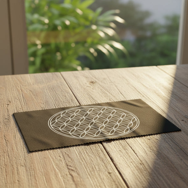 Sacred geometry mat with Flower of Life design for dowsing, divination practice, and pendulum readings.