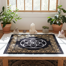 Sacred geometry Seed of Life altar cloth table covering for ritual work, meditation, and altar decoration.