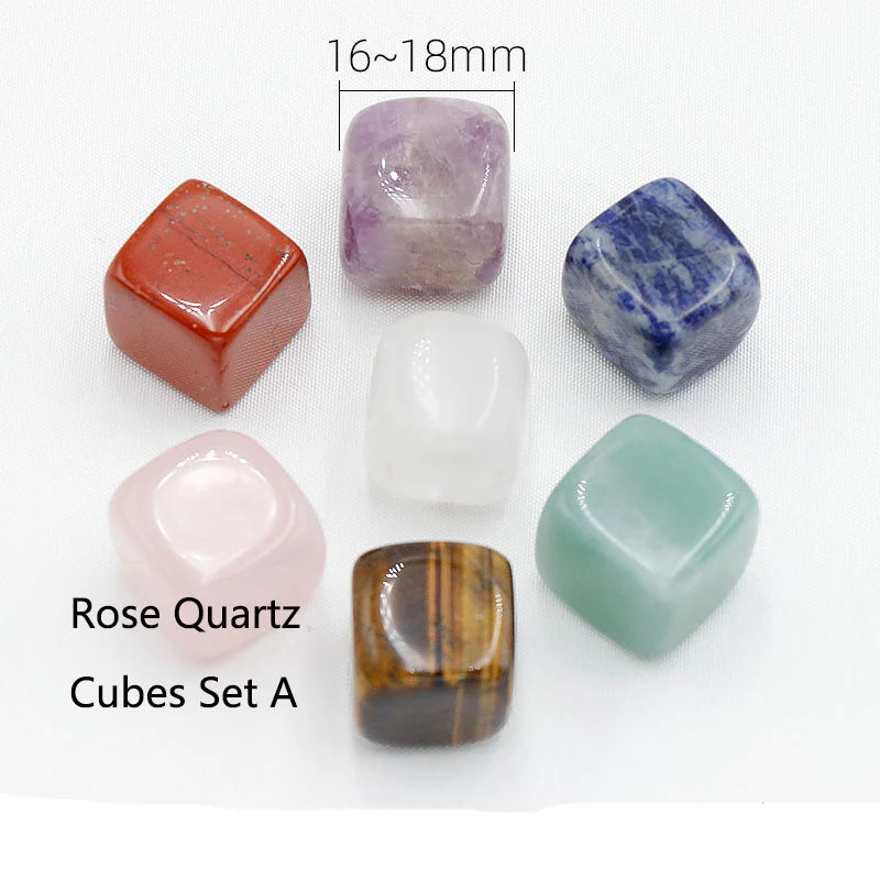 Sacred Geometry seven chakra stone set with polished crystals for meditation, energy alignment, and spiritual rituals.