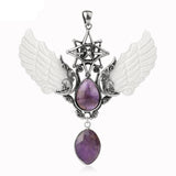 Sacred Merkaba Angel Wing Water Drop necklace pendant for spiritual jewelry wear, meditation-inspired styling, and meaningful gift use.