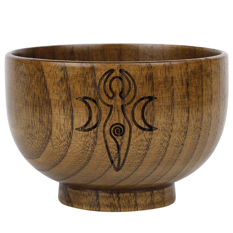 Sacred wooden bowl for altar rituals, a handcrafted bowl for holding herbs, crystals, and spiritual offerings.
