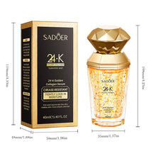 SADOER Golden Collagen facial essence serum bottle for boosting skin hydration, moisturizing the face, and anti-aging beauty care.