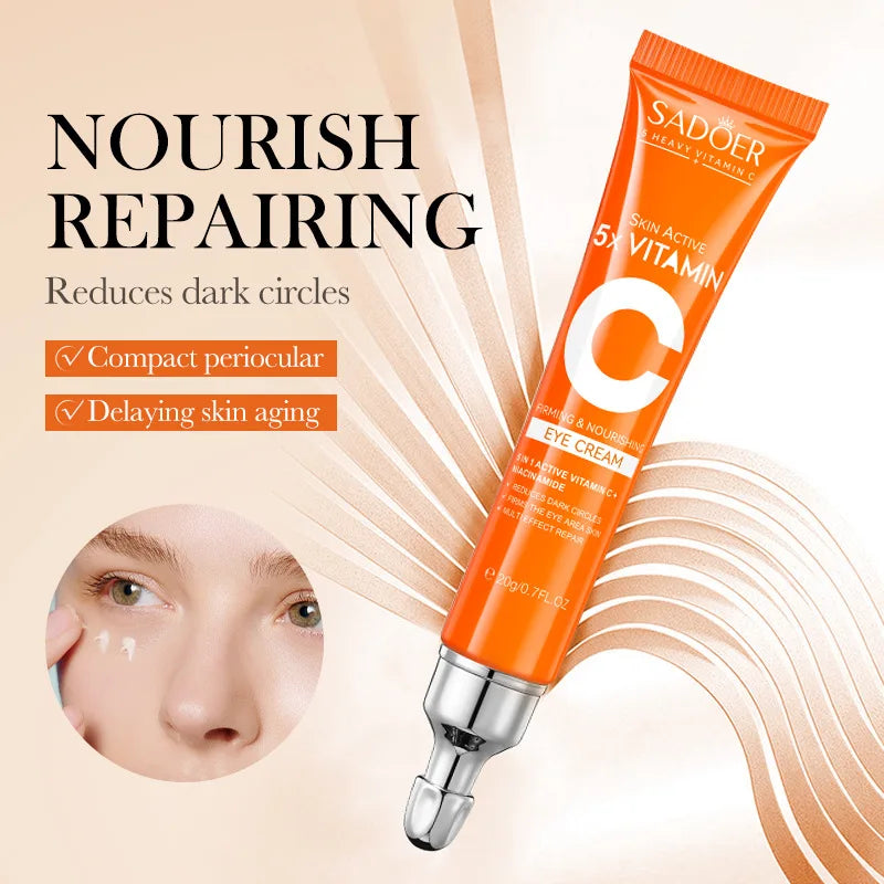 SADOER Vitamin C eye cream for helping reduce eye bags, smooth tired-looking under-eye areas, and support daily skin care.