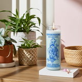 Saint Anthony white 7 day candle in glass jar for prayer, devotion, and spiritual altar use.