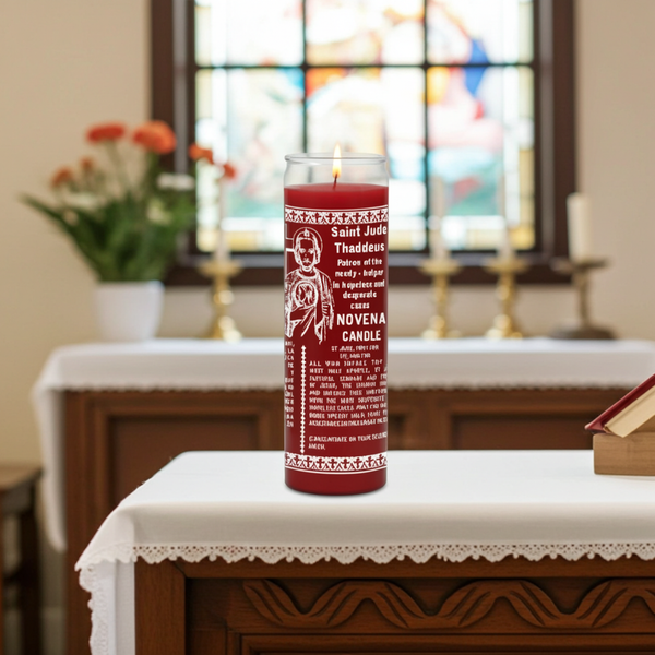 Saint Jude 7-Day Candle glass prayer candle for all-purpose help, blessings, and devotional use.