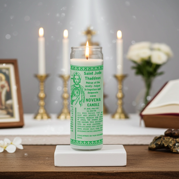 Saint Jude 7-Day Candle glass prayer candle for all-purpose help, hope, and devotional use.