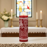 Saint Jude prayer candle in glass jar for seeking help, blessings, and spiritual support.