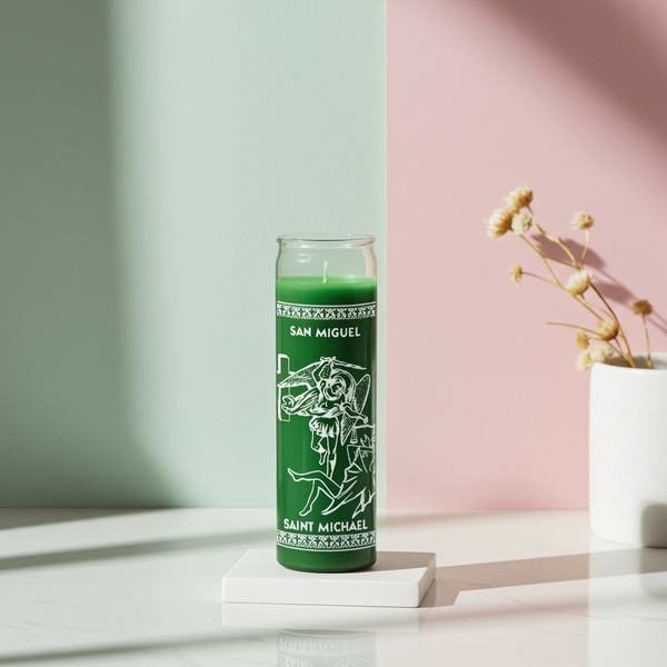 Saint Michael 7-Day Candle glass prayer candle for all-purpose help, spiritual protection, and devotional use.
