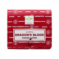 Satya Dragon's Blood Dhoop Cones with sandalwood, patchouli, and amber fragrance.