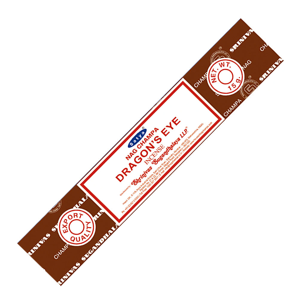 Satya Dragon's Eye Incense Sticks for energy work, ritual practice, and focused meditation.