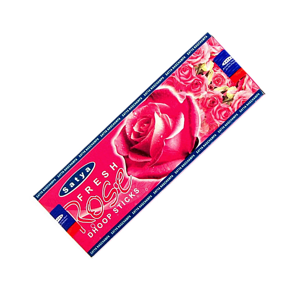 Satya Fresh Rose Dhoop Incense Sticks with ceramic burner