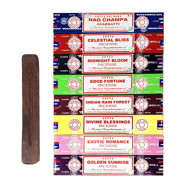 Satya Gift Set Assorted Pack of 8 with Incense Burner