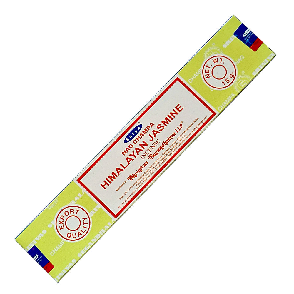 Satya Himalayan Jasmine Incense Sticks for relaxation, meditation, and home fragrance.