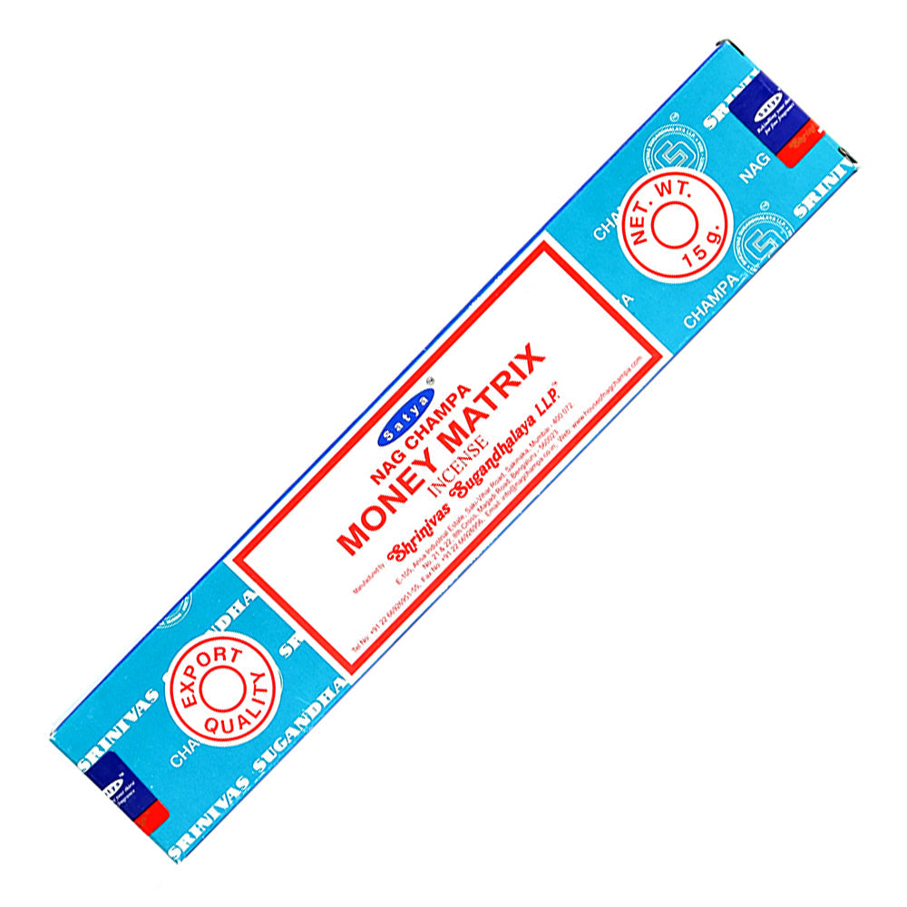 Satya Money Matrix Incense Sticks for manifestation, abundance rituals, and daily meditation.