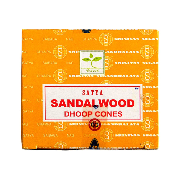 Satya Sandalwood Dhoop Incense Cones for meditation, purification, and daily ritual use.