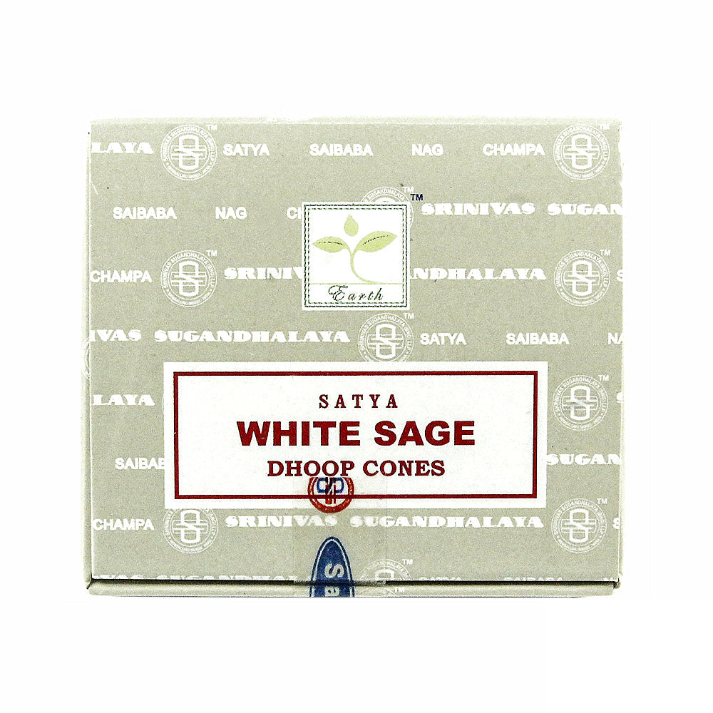 Satya White Sage Dhoop Incense Cones for purification, meditation, and daily ritual use.