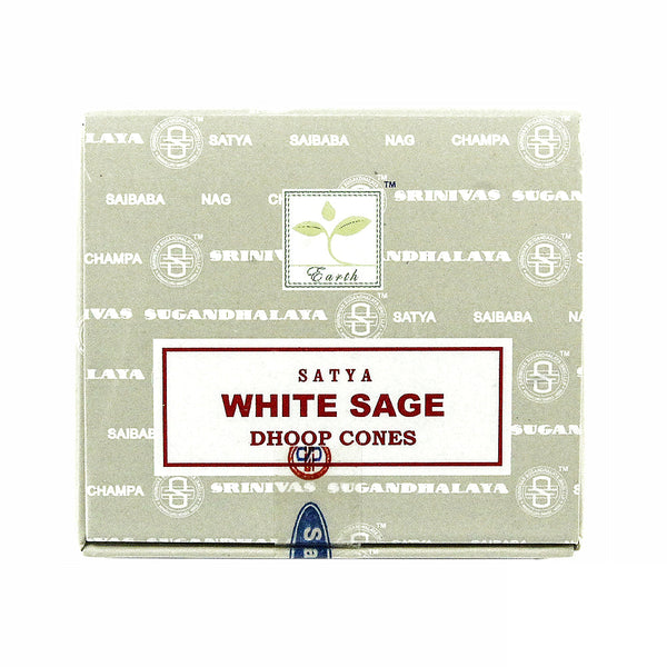 Satya White Sage Dhoop Incense Cones for purification, meditation, and daily ritual use.