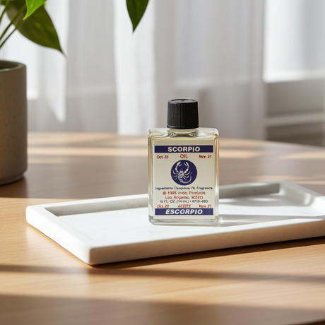 Scorpio Wish Oil bottle for intention setting, spiritual rituals, and wish manifestation work.