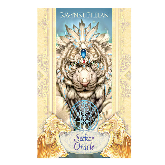 Seeker Oracle Tarot deck box cover for tarot reading, divination practice, and gift giving.