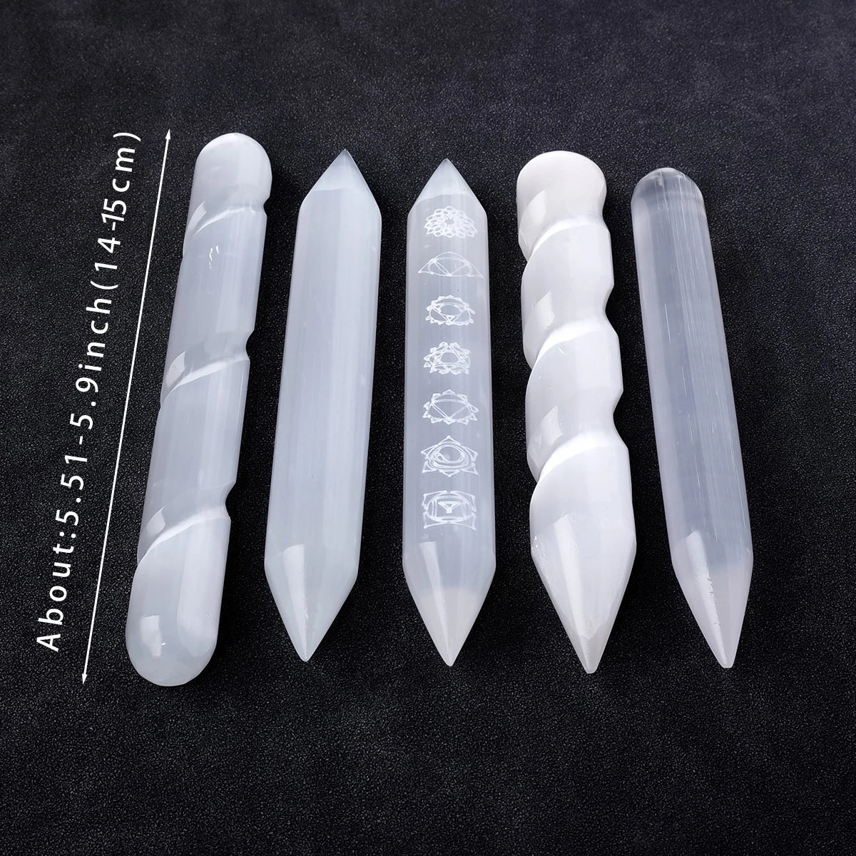 Energy Wand Selenite Crystal Healing Stick high-vibration crystal stick for Crown chakra work and energy healing.