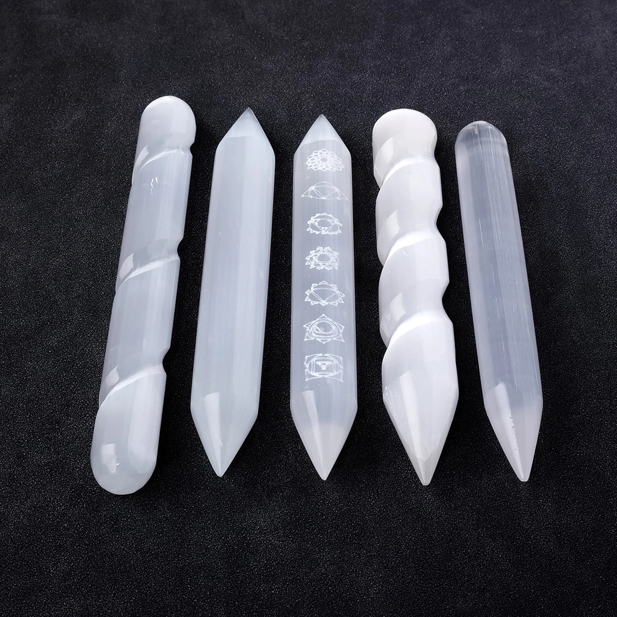 Energy Wand Selenite Crystal Healing Stick selenite energy stick for space cleansing and reiki enhancement.