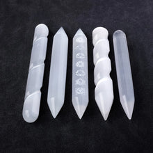 Energy Wand Selenite Crystal Healing Stick selenite energy stick for space cleansing and reiki enhancement.