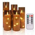 Set of 5 flameless LED candles with remote for ambient home decor, wedding table styling, and safe everyday lighting.