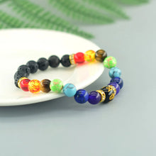 Seven chakra energy crystal bracelet for balancing the body’s energy centers and spiritual practice.