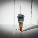 Seven Chakra Gemstone Layers Pendulum crystal divination pendulum for chakra balancing, energy healing, and spiritual guidance.