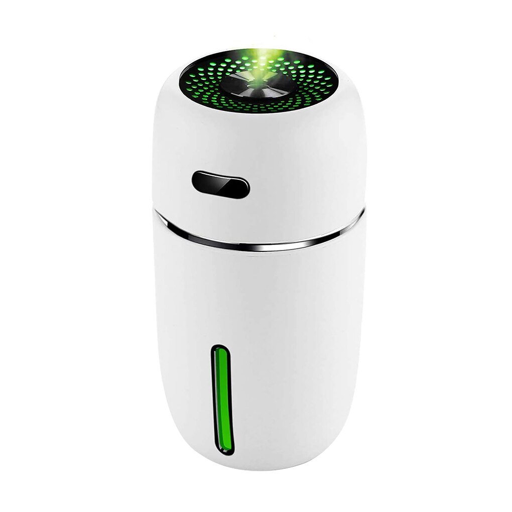 Seven color LED USB mini humidifier aroma diffuser for personal air moisturizing, fragrance diffusion, and colorful room lighting.