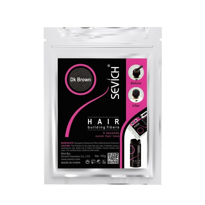 Sevich 100g Hair Fibers Refill final result showing fuller, thicker-looking hair.