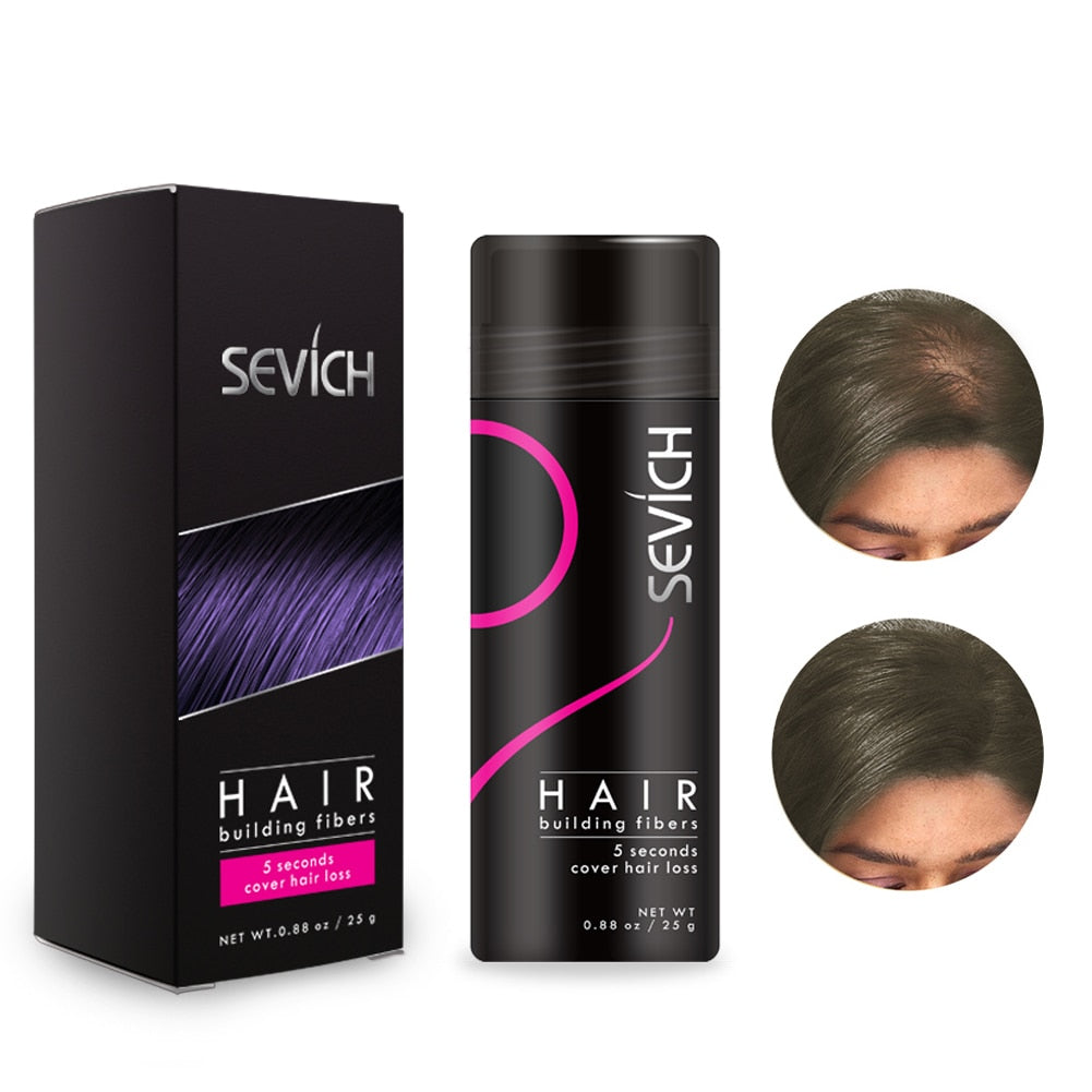 Sevich Hair Building Fibers Keratin all 10 shade options displayed.