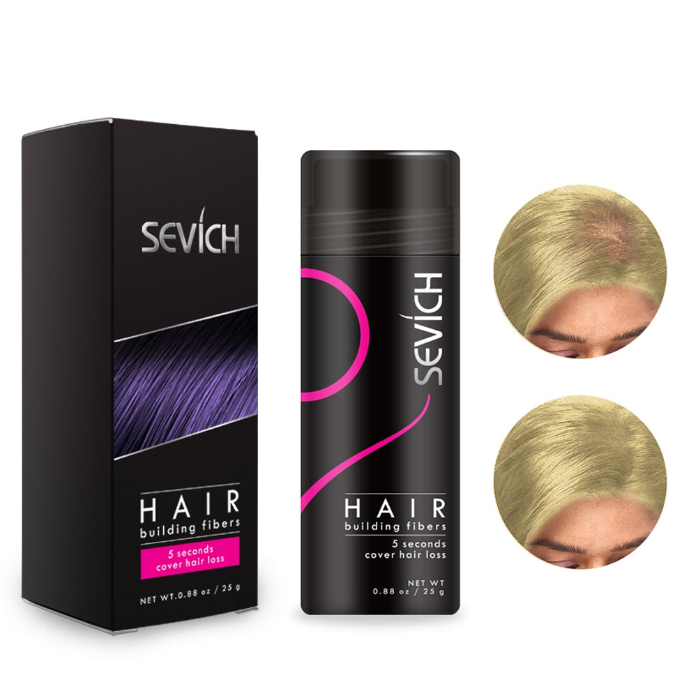 Sevich Hair Building Fibers Keratin natural undetectable finish on hair.