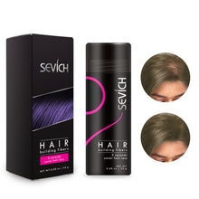 Sevich Hair Building Fibers Keratin shade guide showing 10 available color tones.