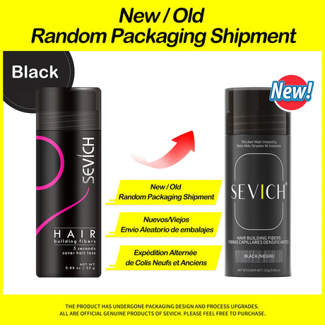 Sevich hair density fibers bottle for improving thinning hairlines and supporting a fuller hair appearance.