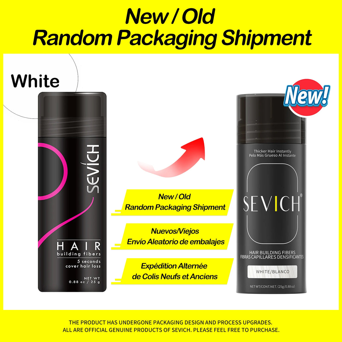 Sevich hair fibers bottle for creating natural-looking thick hair and covering visible sparse spots.