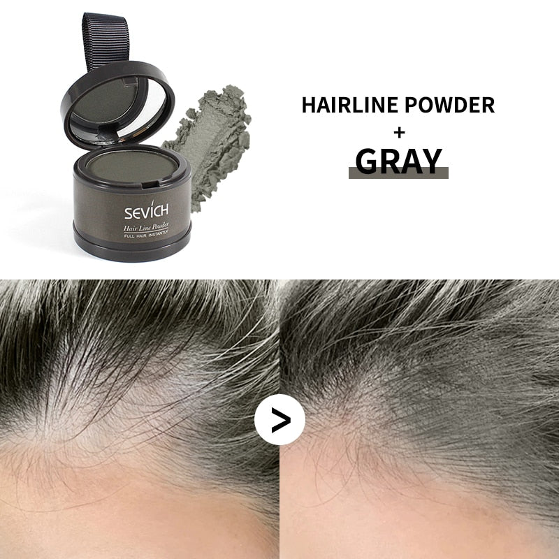 Sevich Waterproof Hairline Powder concealing gray roots for seamless blend.