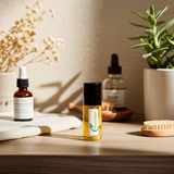 Sexy Dahlia Rush body oil bottle for moisturizing skin, softening dry areas, and daily body care.