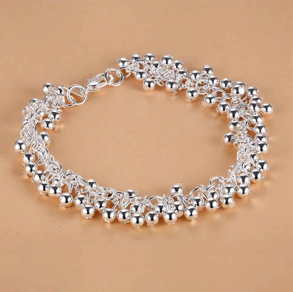 Shiny 925 Sterling Silver Heart Chain Bracelet link bracelet for elegant accessorizing, party wear, and jewelry gifting.