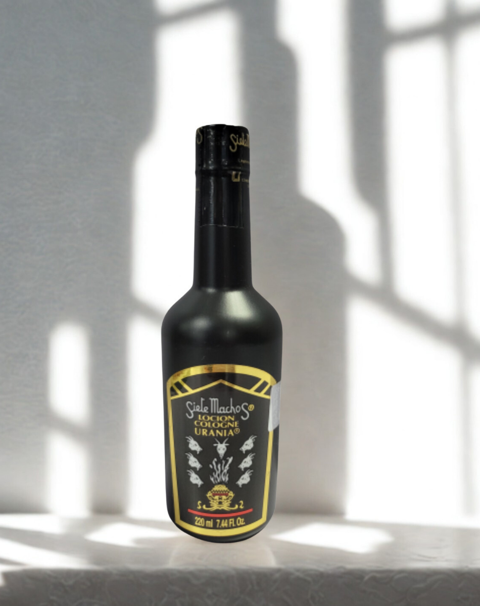 Urania Siete Machos Cologne 110ml bottle for spiritual work, aura cleansing, and ceremonial use.