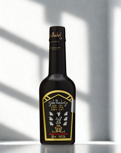 Urania Siete Machos Cologne 210ml bottle for spiritual work, aura cleansing, and ceremonial use.