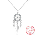 Silver Dreamcatcher Feather Pendant necklace for everyday wear, boho fashion styling, and gift giving.