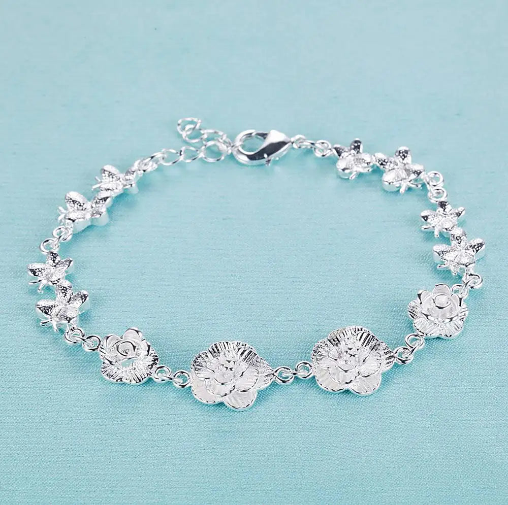 925 Sterling Silver Heart Chain Bracelet jewelry bracelet for birthday gifts, special occasion wear, and layered styling.