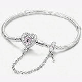 Silver Zircon Heart Love Bracelet Charm bracelet charm for romantic jewelry styling, gift giving, and everyday accessory wear.