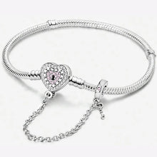Silver Zircon Heart Love Bracelet Charm bracelet charm for romantic jewelry styling, gift giving, and everyday accessory wear.