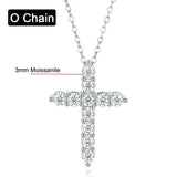 Silver moissanite cross pendant chain for prayer-inspired jewelry wear, holiday gifting, and modern everyday fashion.