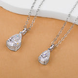Silver pear-cut moissanite pendant necklace for special occasions, daily accessorizing, and refined jewelry looks.